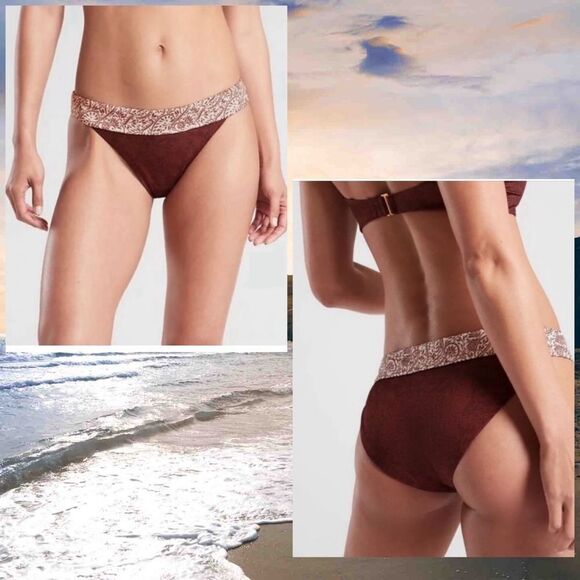ATHLETA Batik Swim Bikini Bottom Small NEW Cinnamon - Picture 1 of 8